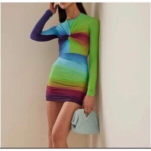 NEW Alex Perry Halton Lycra Crew Twist Ruched Mini Dress